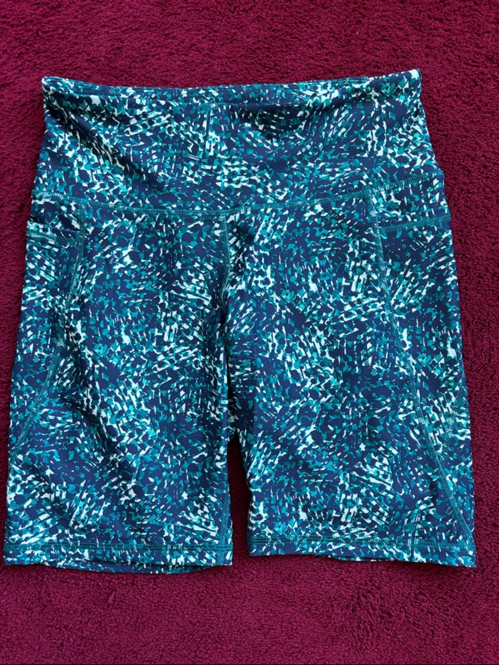 Old Navy Teal & Aqua Patterned Bike Shorts